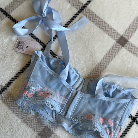 Light Blue Floral Lace Underwire Bralette - Picture 7 of 7
